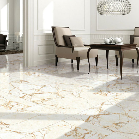 Orient Bell 2x2 Vitrified Floor Tile - Double Charged White