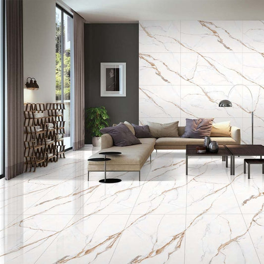 Varmora 2x2 Vitrified Floor Tile - Double Charged White
